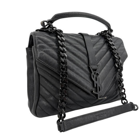 Saint Laurent College Medium Chain Shoulder Bag – Black Quilted Leather - Picture 1 of 9